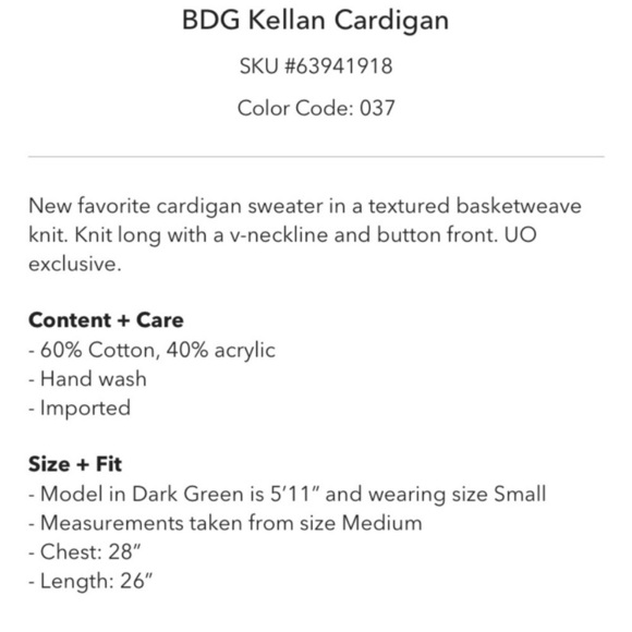 BDG Kellan Knit Cardigan Sz S — Longline Heather Gray Cozy - Picture 6 of 13